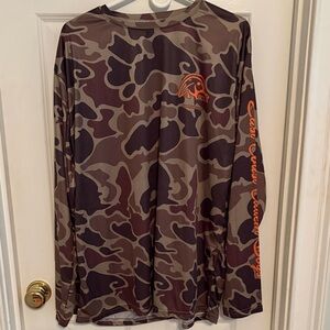Camo Long Sleeve Shirt with Orange Logo